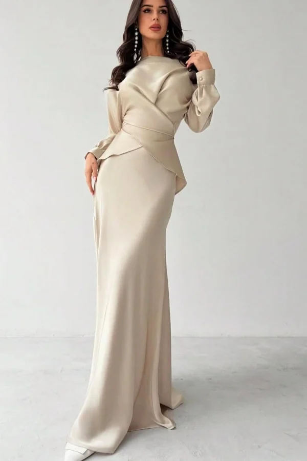 floor length dress with sleeves Orla| Lace Wedding L / Ivory / Chai Prom Dresses Classic Ivory Long Sleeves Prom