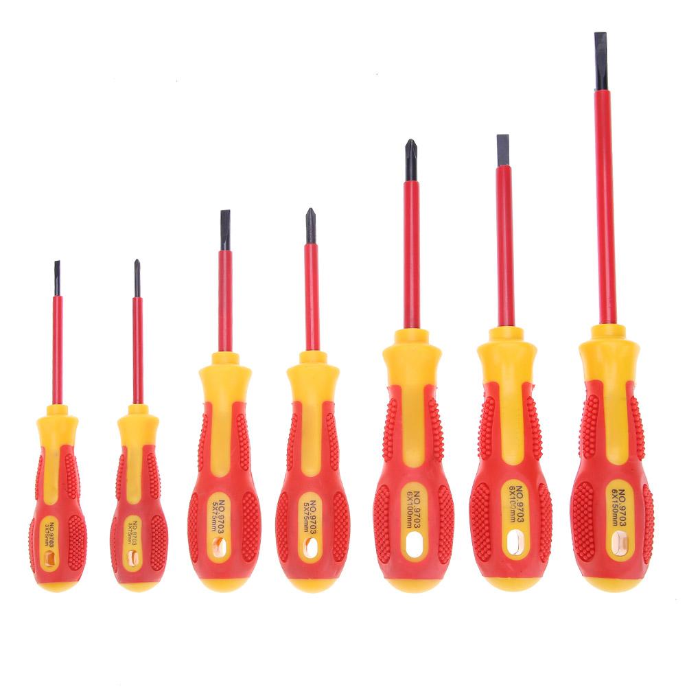 7pcs Insulated Screwdriver Set Slotted Cross Screw Driver for Repair Tool, 501 Original
7pcs Insulated Screwdriver Set Slotted Cross Screw Driver for Repair Tool, 501 Original