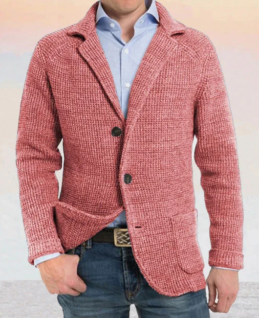 Stand Collar Single Breasted Pockets Rib Knit Sweater Jacket