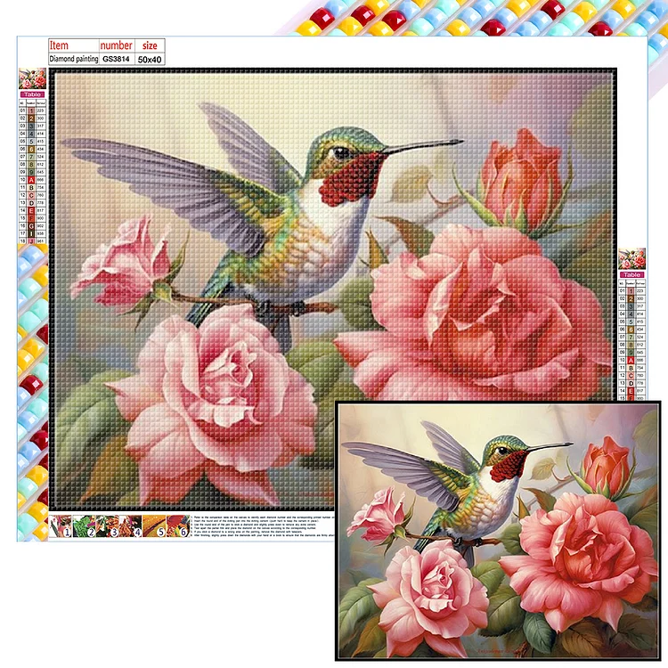 Flower Hummingbird 50*40CM (Canvas) Full Square Drill Diamond Painting gbfke