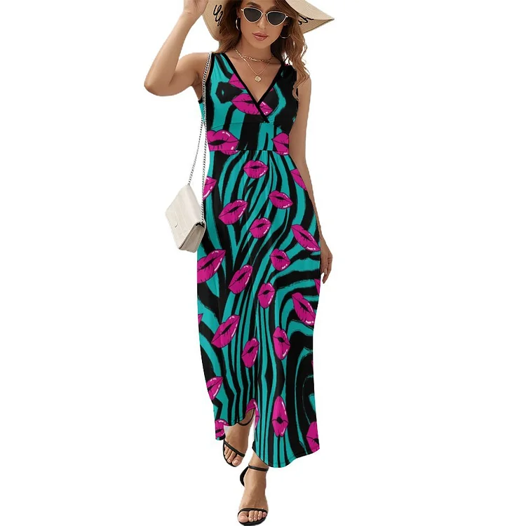 Personalized Women's Casual Summer V-Neck Long Sleeveless Dress