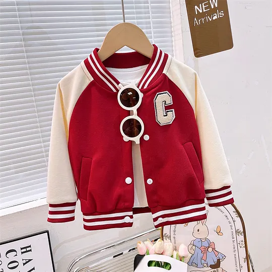 【18M-11Y】Unisex Kids Multicolor Letter Print Baseball Jacket