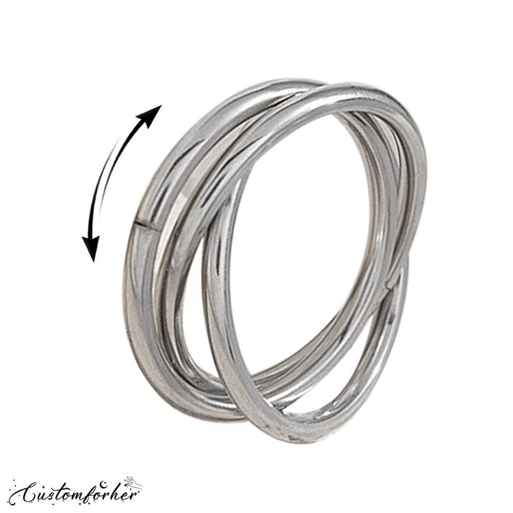 Rotatable Decompression Turning Three Rings Stainless Steel Ring