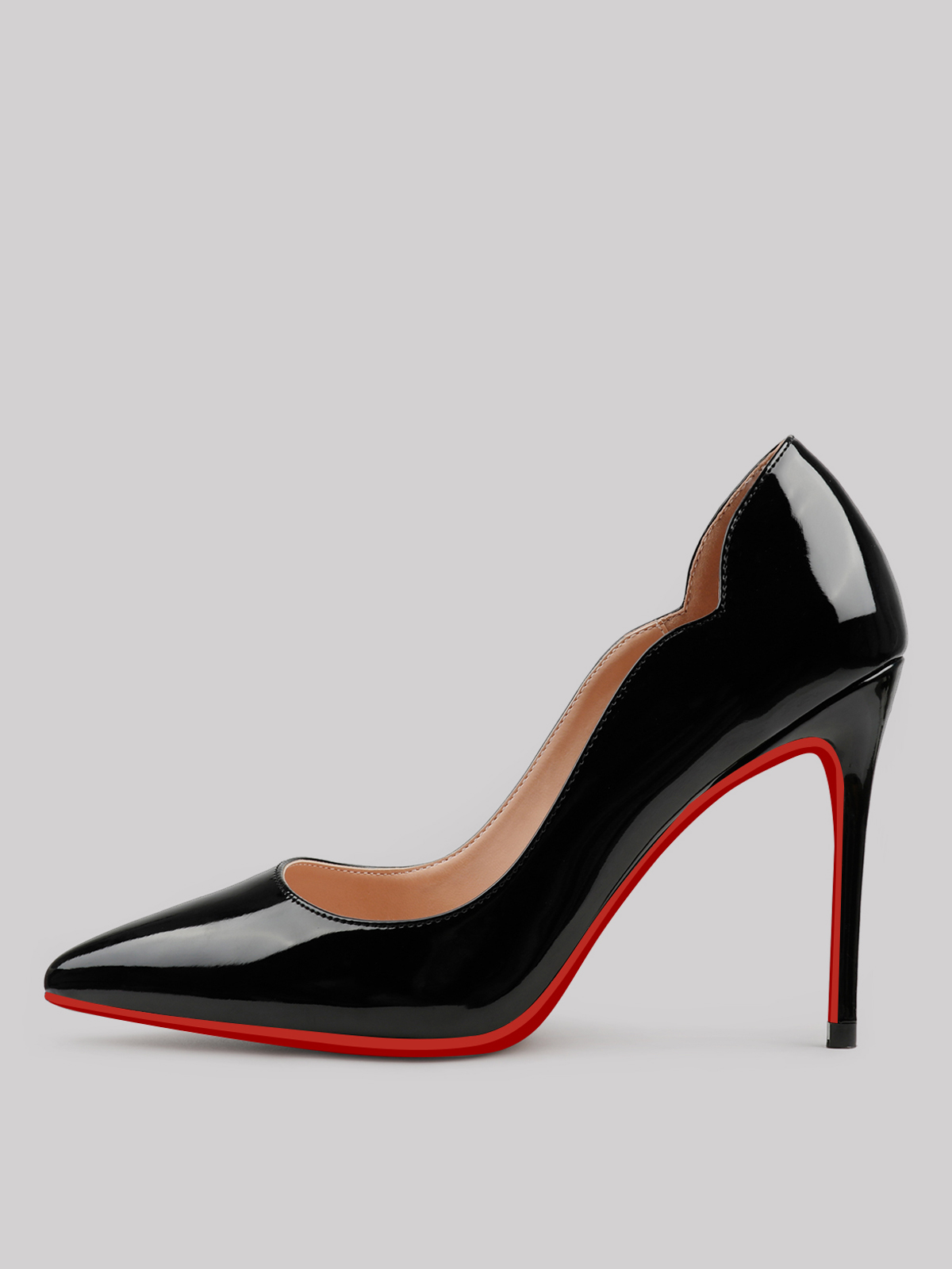 100mm Women's High Heels for Party Wedding Patent Red Bottom Pumps Black-US10.5