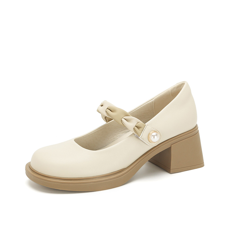 Women's Woven Pearl Pumps Mary Jane Shoes | ARKGET