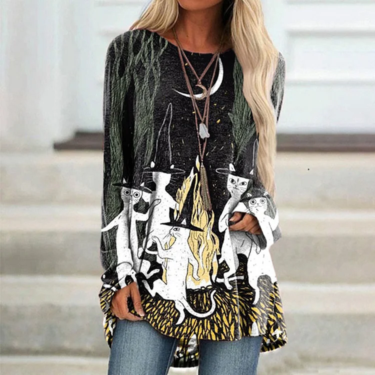 Campfire Cat Print Tunic