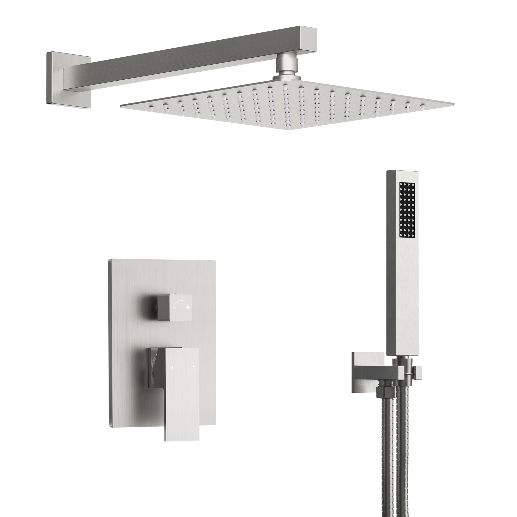 Rainfall Shower System in Brushed Nickel M6066NI-10BL | EVERSTEIN