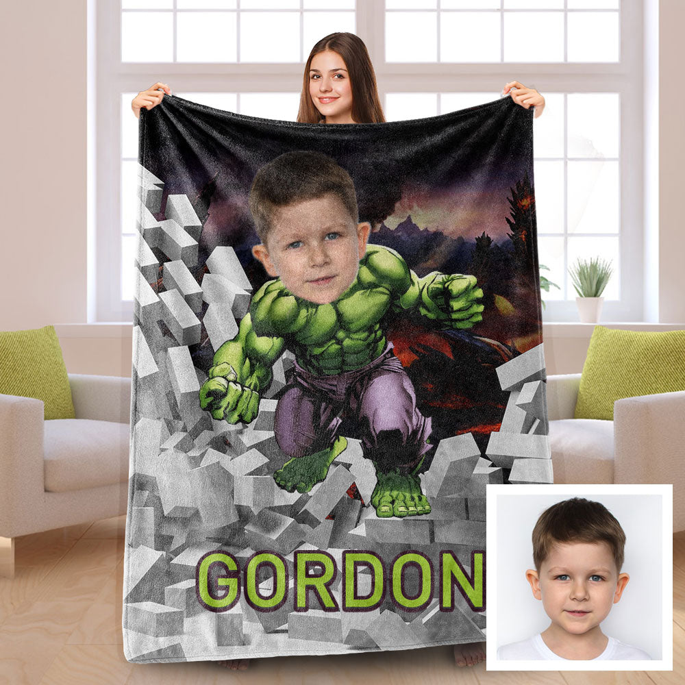 Custom Blankets Personalized Photo Superhero Blanket Fleece Hulk