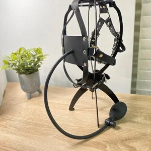 pornhint Pornhint Panel Gag Harness (Inflatable) - Leather - Mature - Latex Pump - BDSM