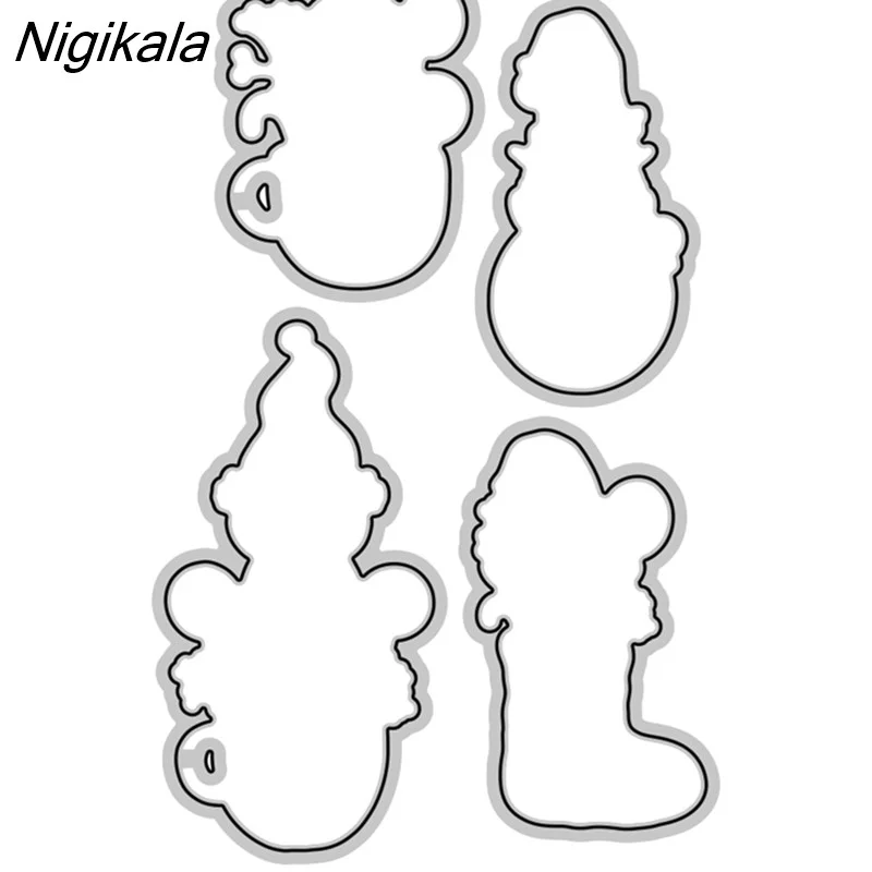 Nigikala Christmas Stockings And Gnome Clear Stamp Cutting Dies DIY Scrapbooking Metal Dies Silicone Stamps For Cards Decor