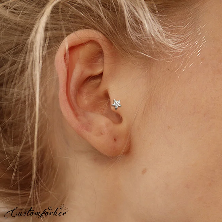 Minimalist Tiny Snake Labret Flat Back Cartilage Stud Earrings Set