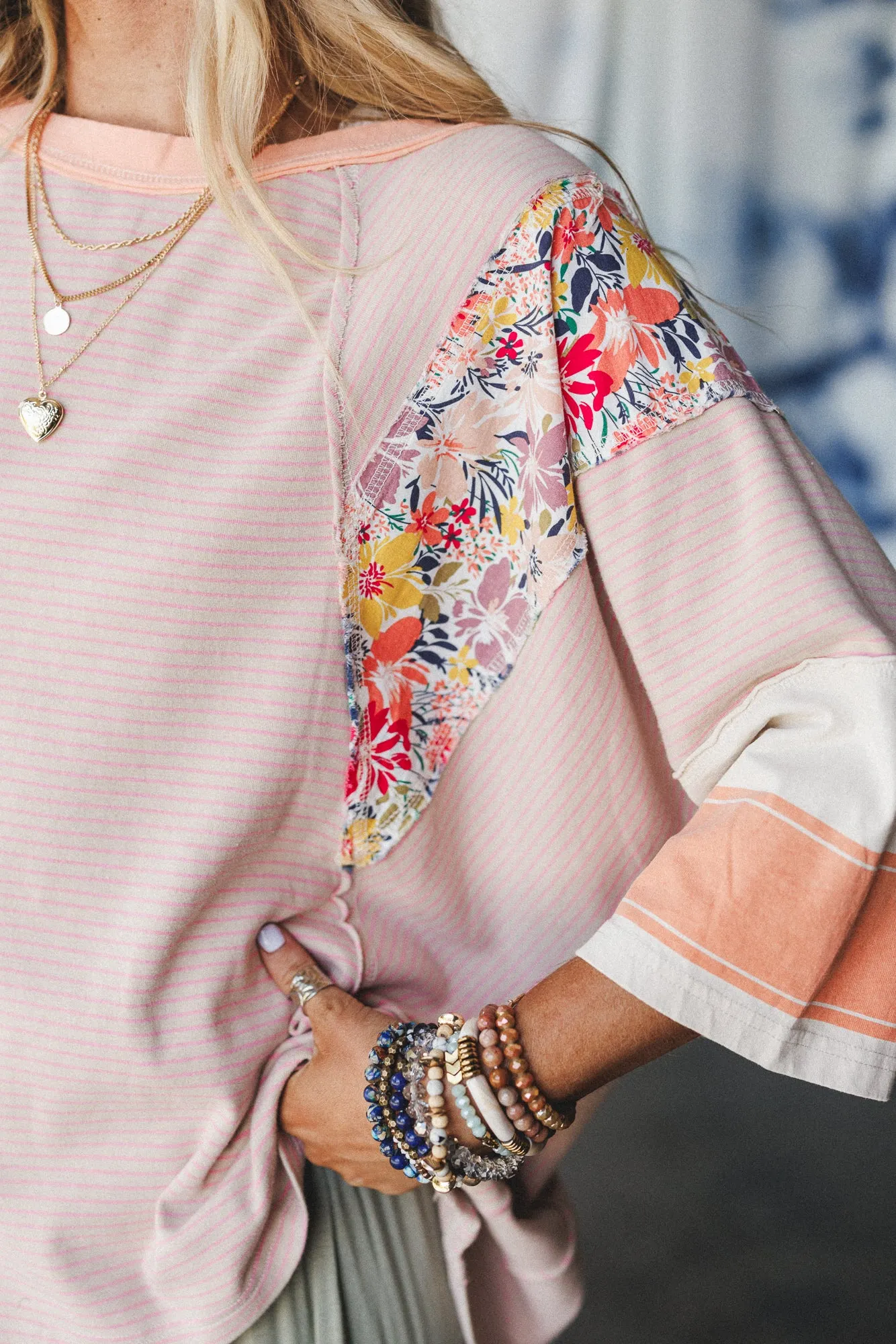 Britt Patchwork Top - Apricot