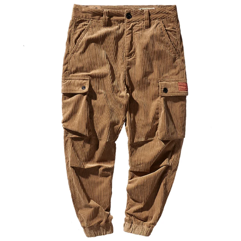 Loose Straight Corduroy Distressed Wide-Leg Casual Pants