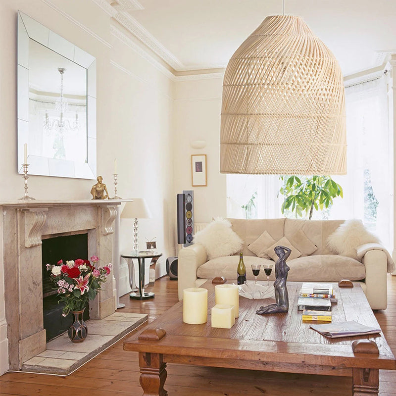 Rattan Weaving Bell Shape Pendant Lighting Fixture