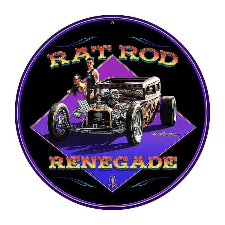 Rat Rod- Round Shape Tin Signs/Wooden Signs - 30*30CM