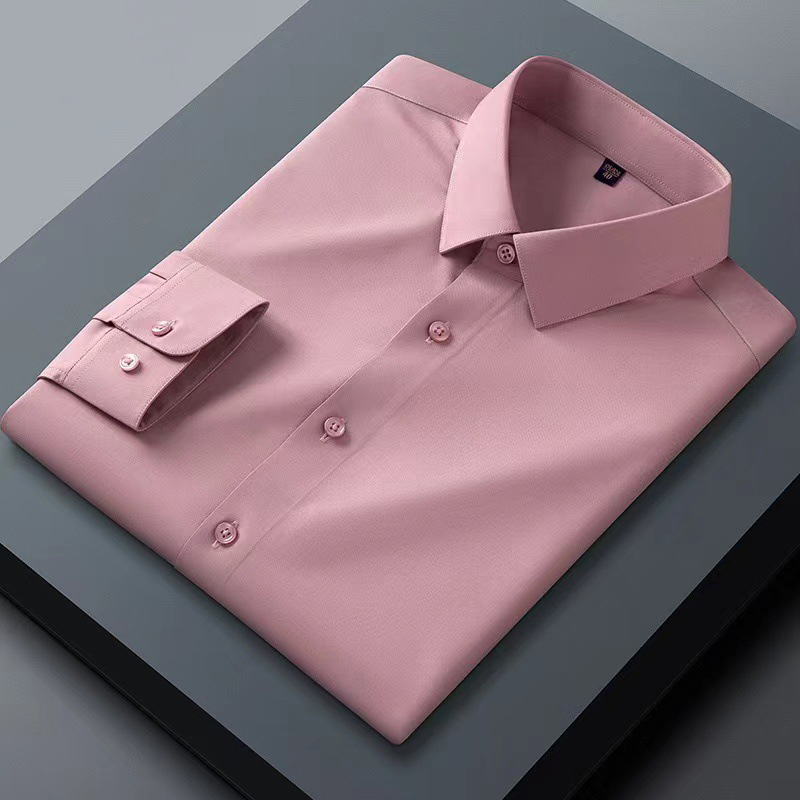 Men's Solid Silk Shirt Pink Silk Shirt