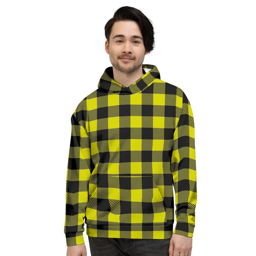 Yellow plaid hoodie sale