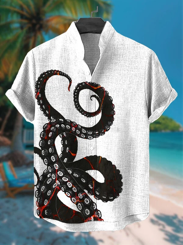 Men's Cthulhu Octopus Tentacles Art Print Casual Shirt