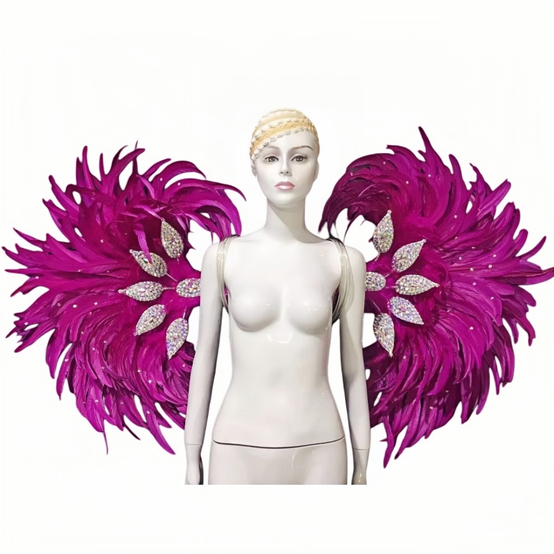 VCSHOES Latin dance Samba accessories Fashion exquisite headdress feathers Delicate dance shows accessories Black and green wings