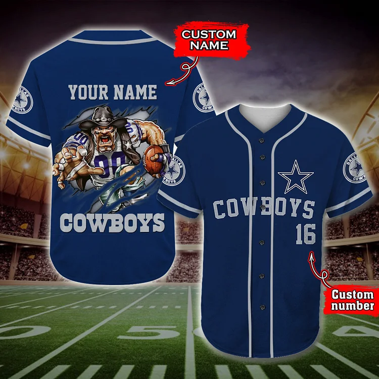 Dallas Cowboys Baseball Jersey NFL Fan Gifts Custom Name & Number