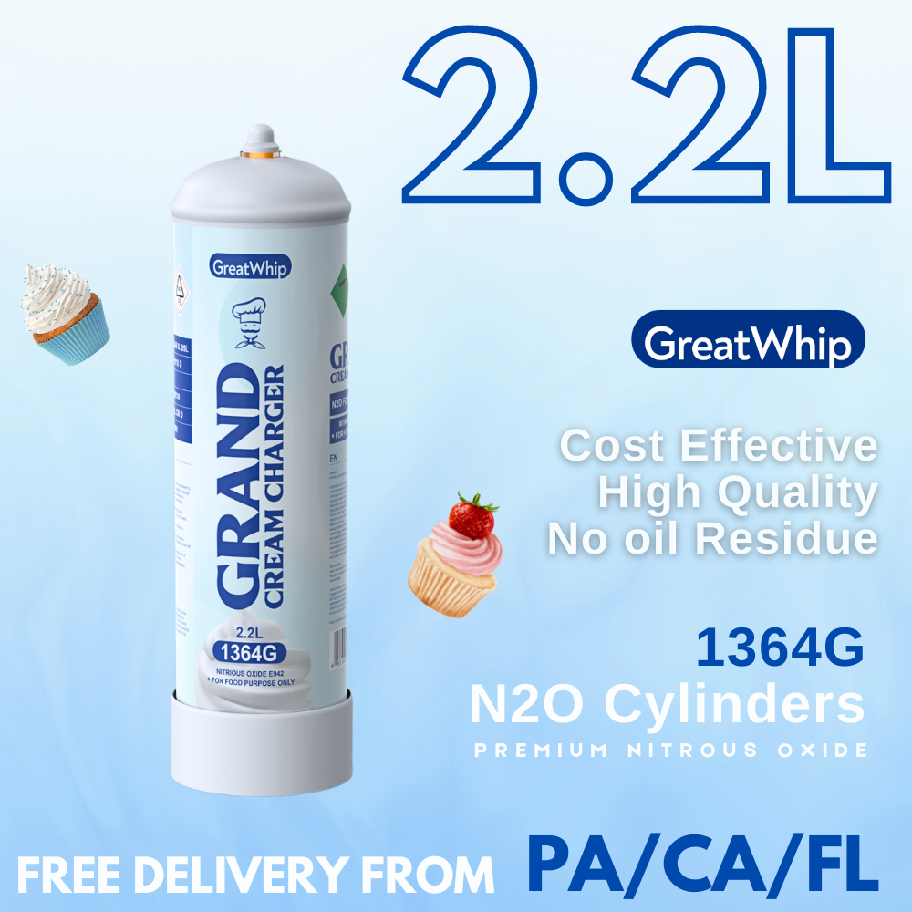  GreatWhip Whipped Cream Chargers, 3.3L Tanks, 2000g Whip Cream  Charger Cylinder, 2 Cylinder : Home & Kitchen