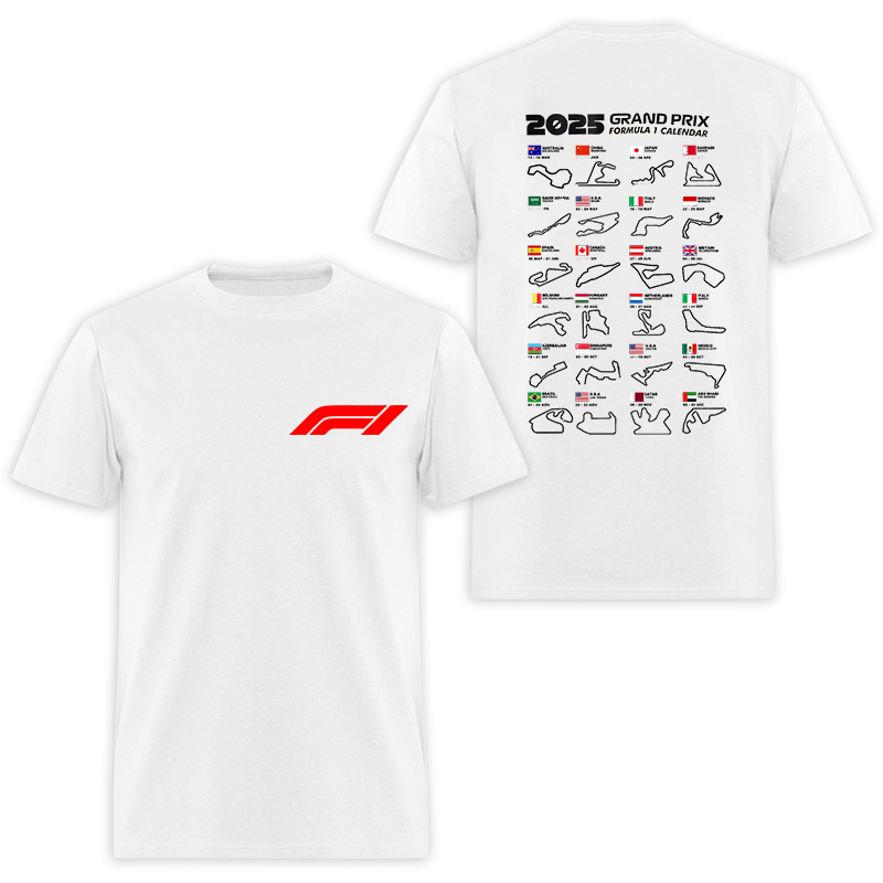 2025 Grand Prix Formula 1 Calendar Printed Men's T-shirt - Devcarry