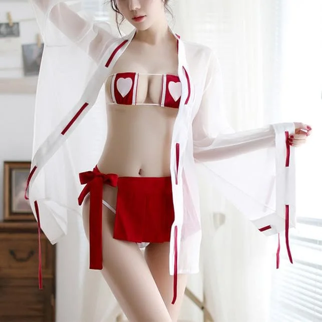 Sweet Heart Laced Bow Lingerie Set SP13694