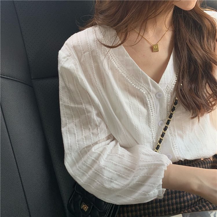 V-Neck Button-Up Blouse YP4515