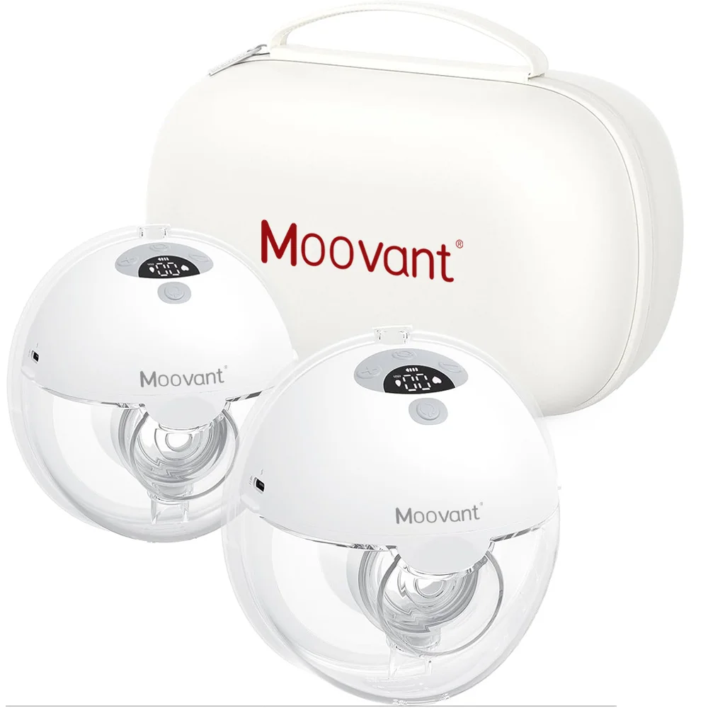 Moovant Breast Pump Hands Free M5, Wearable Breast Pump of Baby Mouth Double-Sealed Flange with 3 Modes & 9 Levels