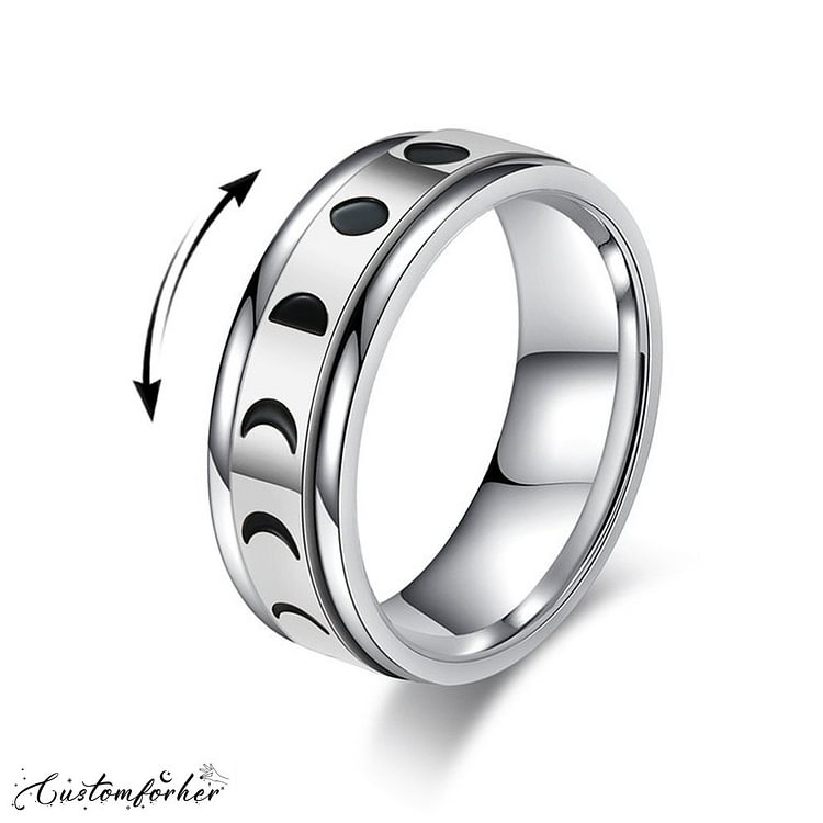 Total Solar Eclipse Titanium Steel Anxiety Ring
