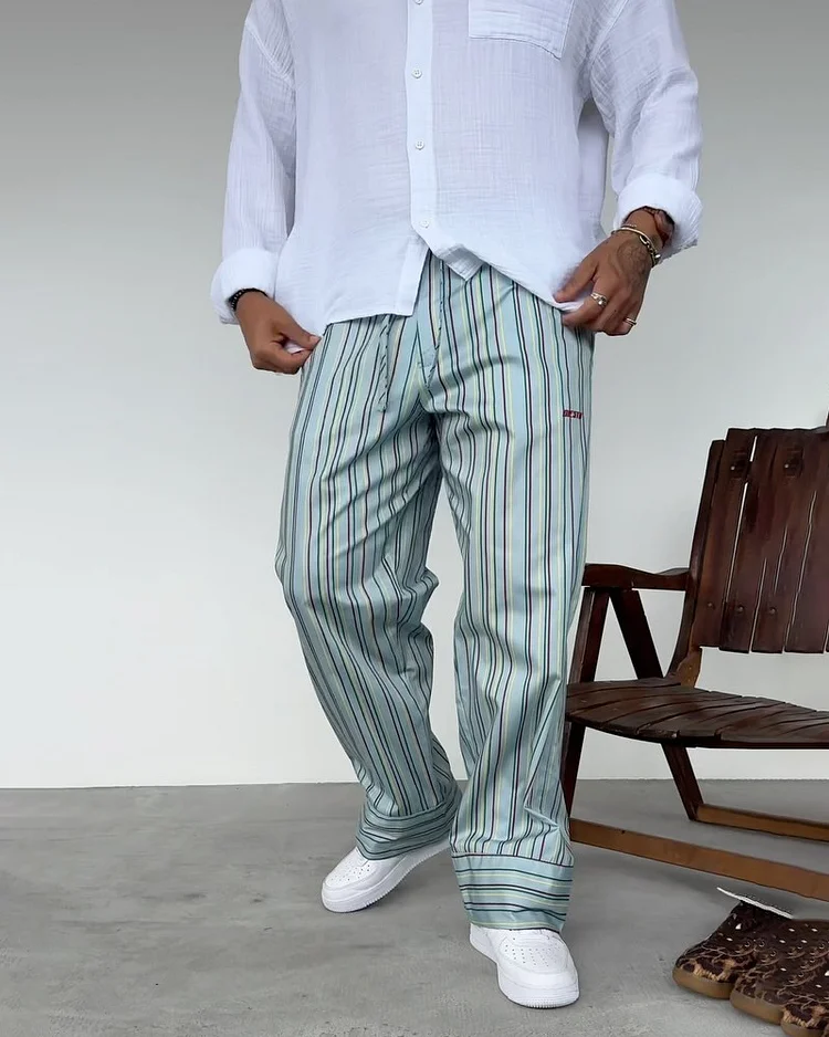 Striped Printed Men's Casual Pants