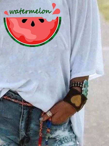 Bestdealfriday Casual Watermelon Printed Short Sleeved Shirt And Top 9343040