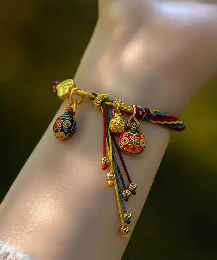 Stylish Rainbow Overgild Hand Knitting Animal Colorful Rope Charm Bracelet