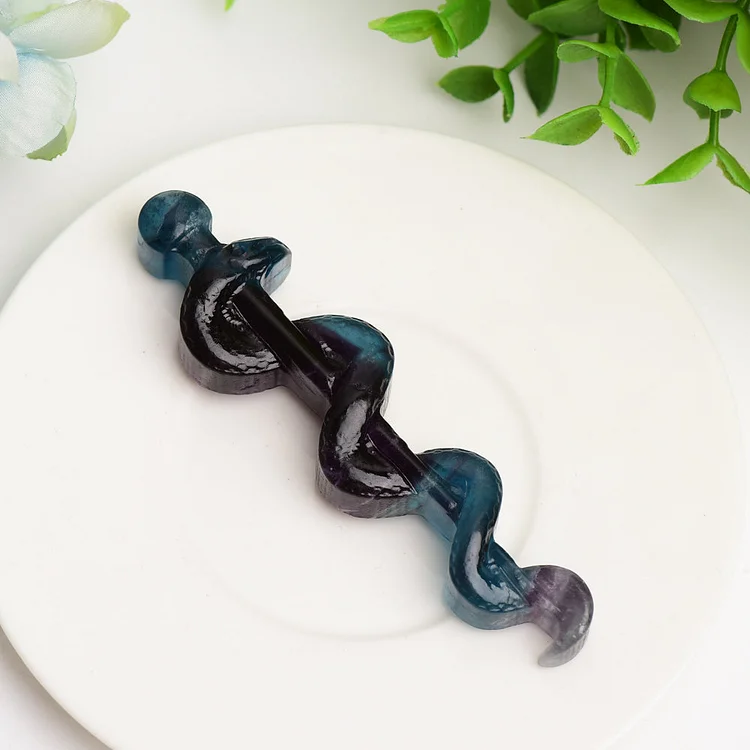 3.7" Fluorite Sword with Snake Ceystal Carving