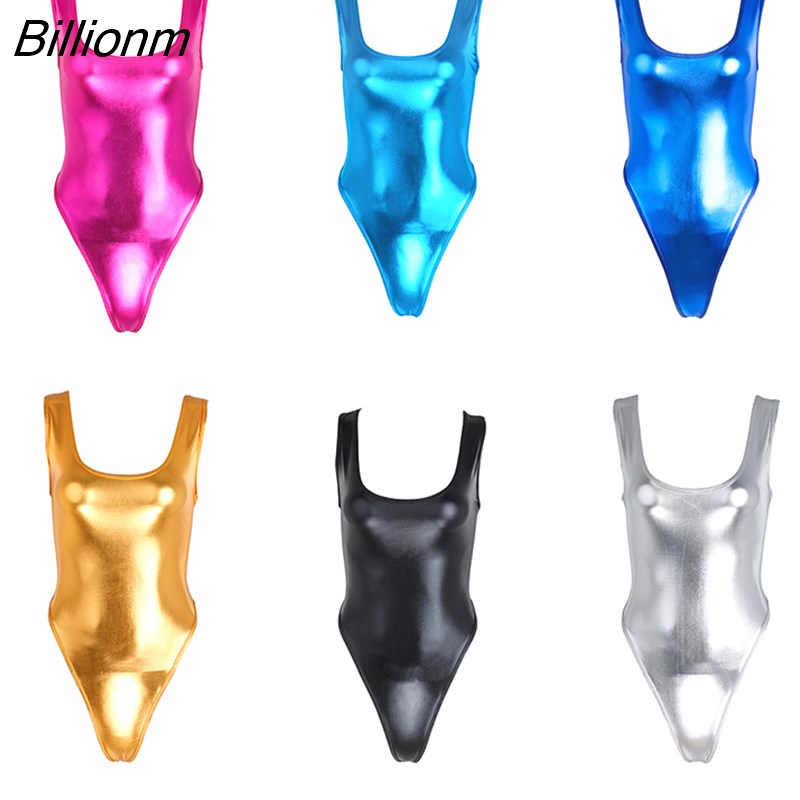 Billionm Women Solid Color Patent Leather Sleeveless Ballet Dancewear