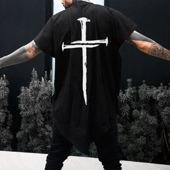 Cross Print Short Sleeve Personalized T-Shirt