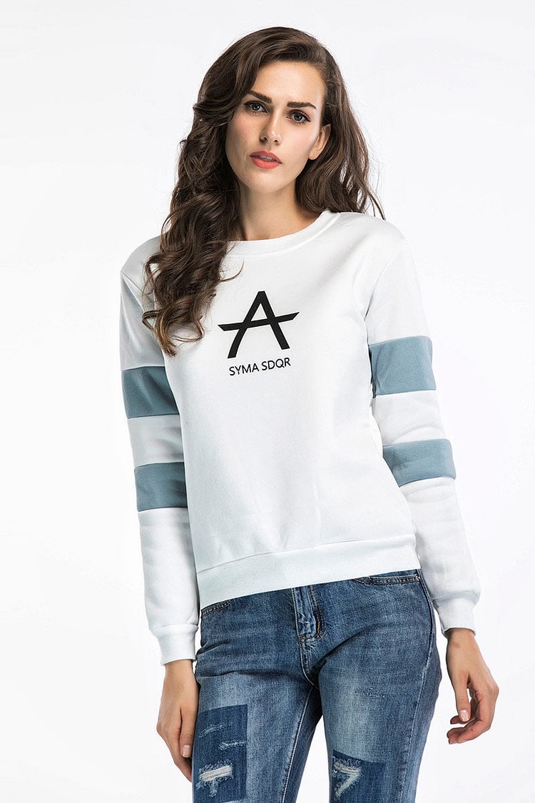 Color-block Letter Print Round Neck Sweatshirt - Shop Trendy Women's Clothing | LoverChic