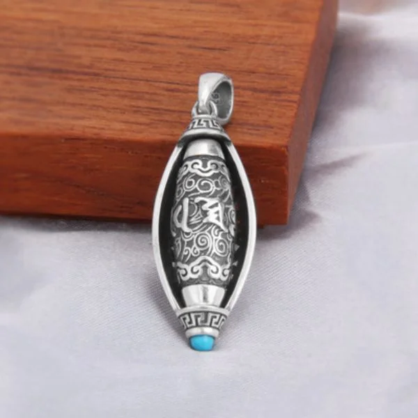 Sterling Silver Turquoise Six Character Truth Turner Pendant Necklace