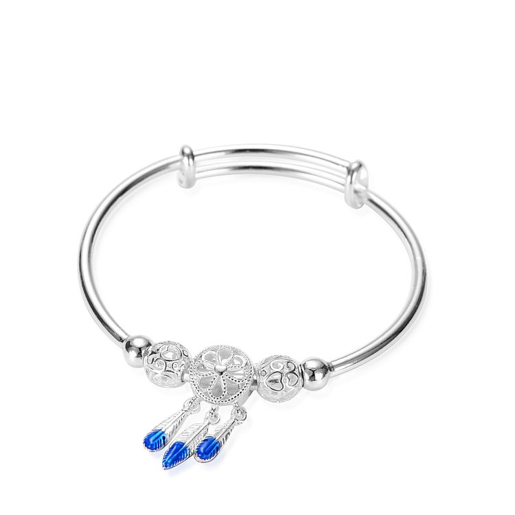 Dream Catcher White Silver Plated Bracelet