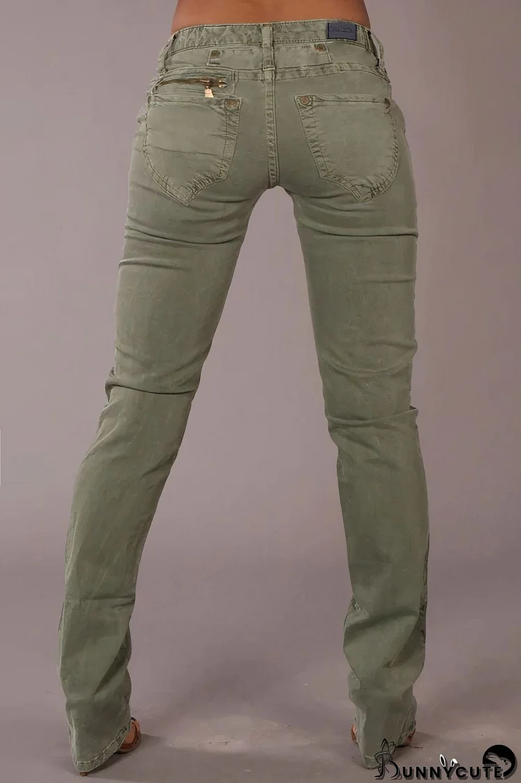 Zip Decor Low Waist Bootcut Jeans