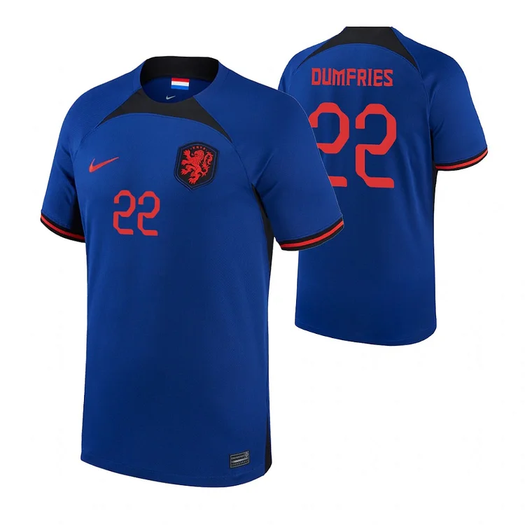 Netherlands Denzel Dumfries 22 Away Shirt Kit World Cup 2022