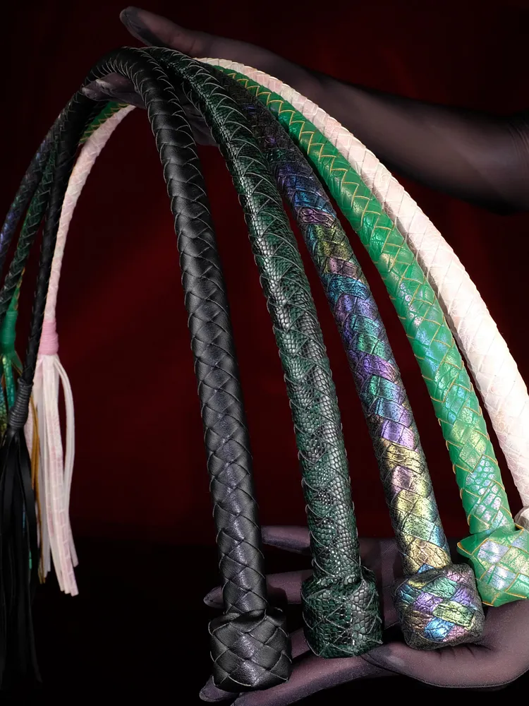 pornhint Pornhint Leather Dragon Tail BDSM Whip? Handmade Multi-Color Fetish Spanking Paddle BullWhip, Bondage Flogger, Impact Play Accessory punishments saint andrews cross bdsm