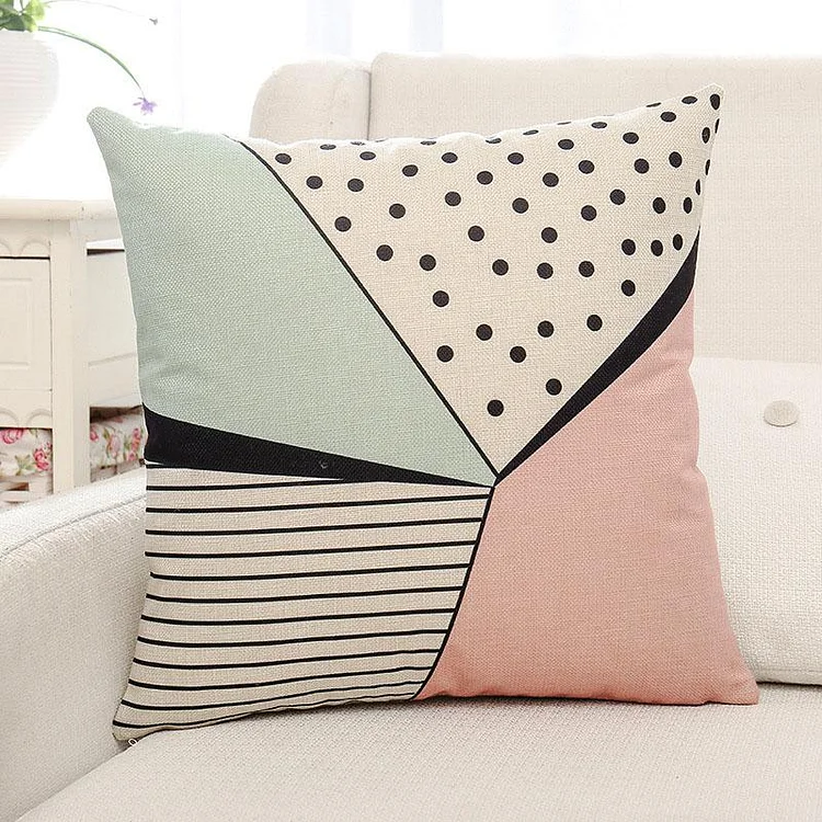 Striped Geometric Printed Pillow Case