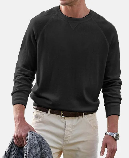 Basic Plain Round Neck Long Sleeve Sweatshirt Okaywear