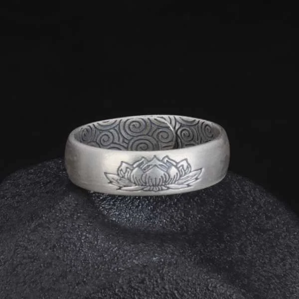 Sterling Silver Vintage Lotus Lucky Ring