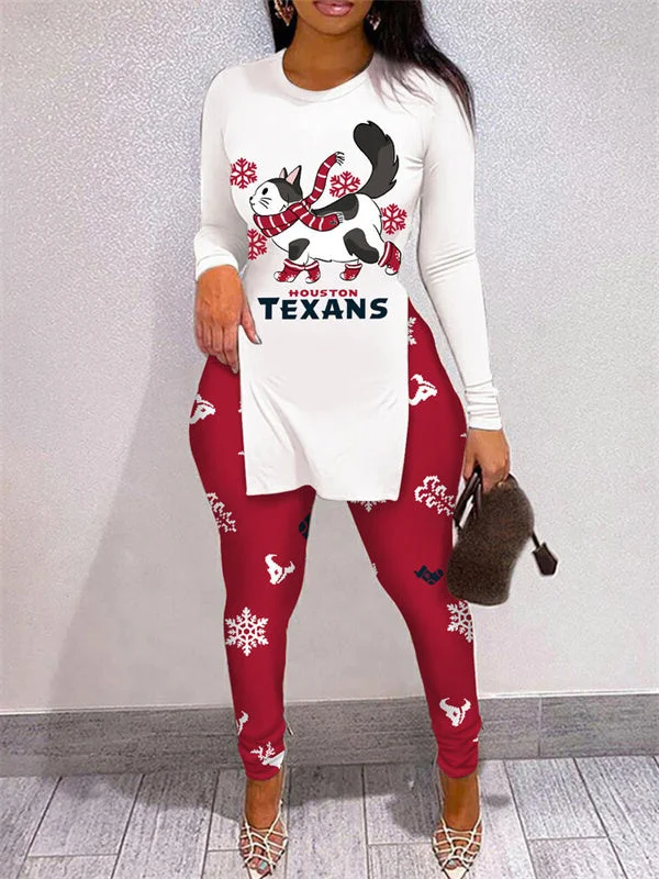 Houston Texans
Limited Edition High Slit Shirts And Leggings Two-Piece Suits