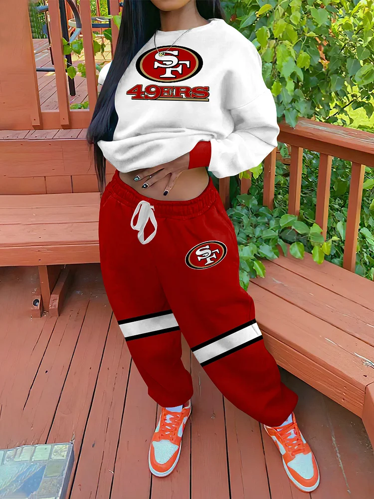NFL 49ers Women's Sports Crew Neck Sweatshirt Sweatpants Two-Piece Set