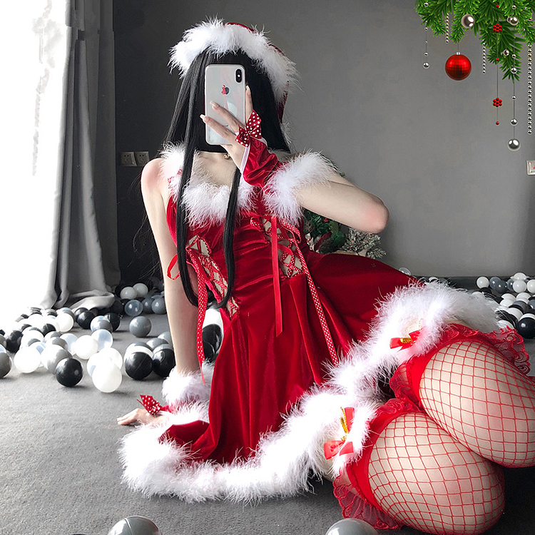 Pink/Red Christmas Lace Santa Dress SP109