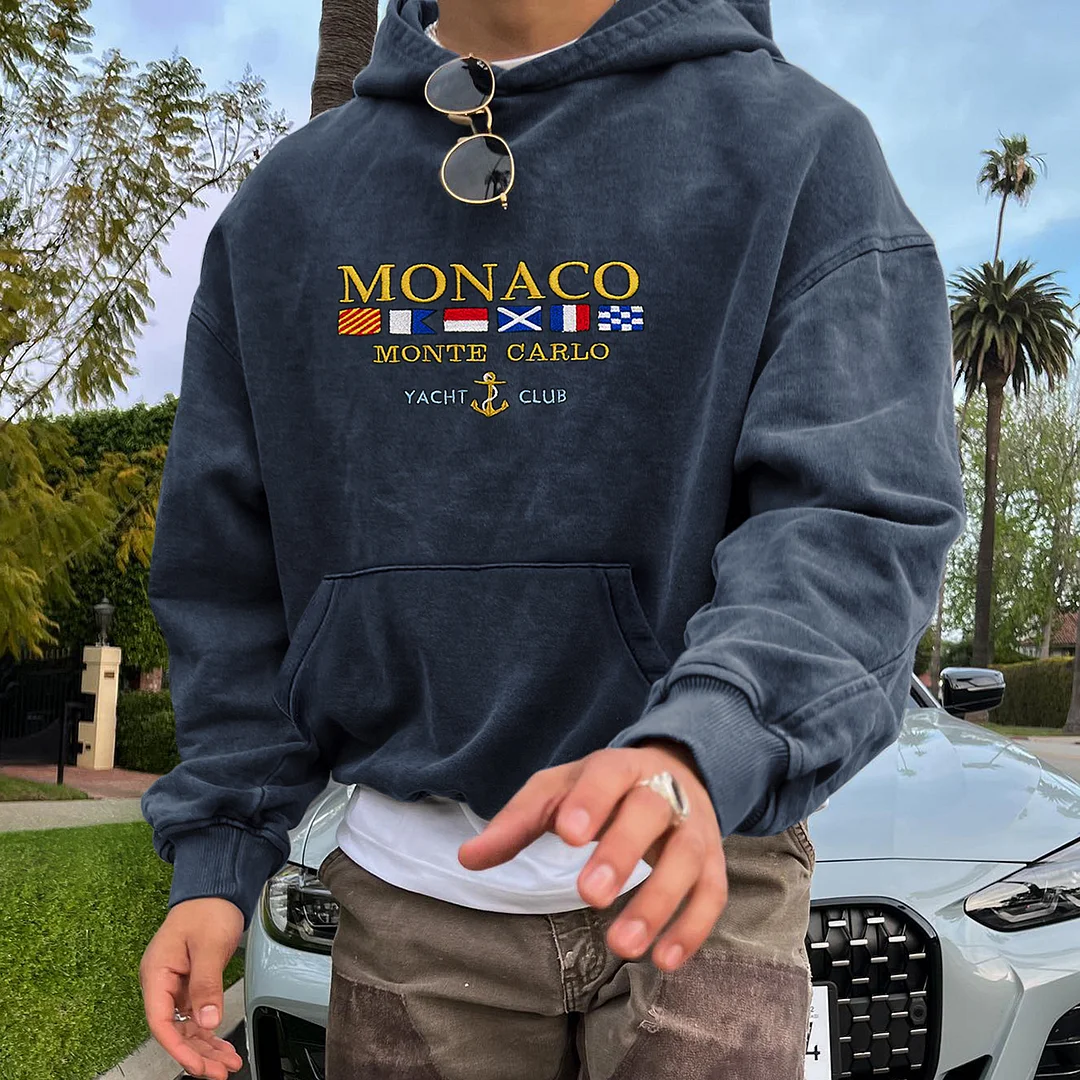 Vintage Unisex Monaco Monte Carlo Yacht Club Hoodie、、URBENIE