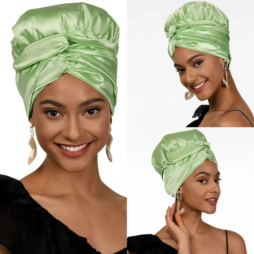 Solid Color Head Wrap With Satin-Lined(Light Green)-AW1804